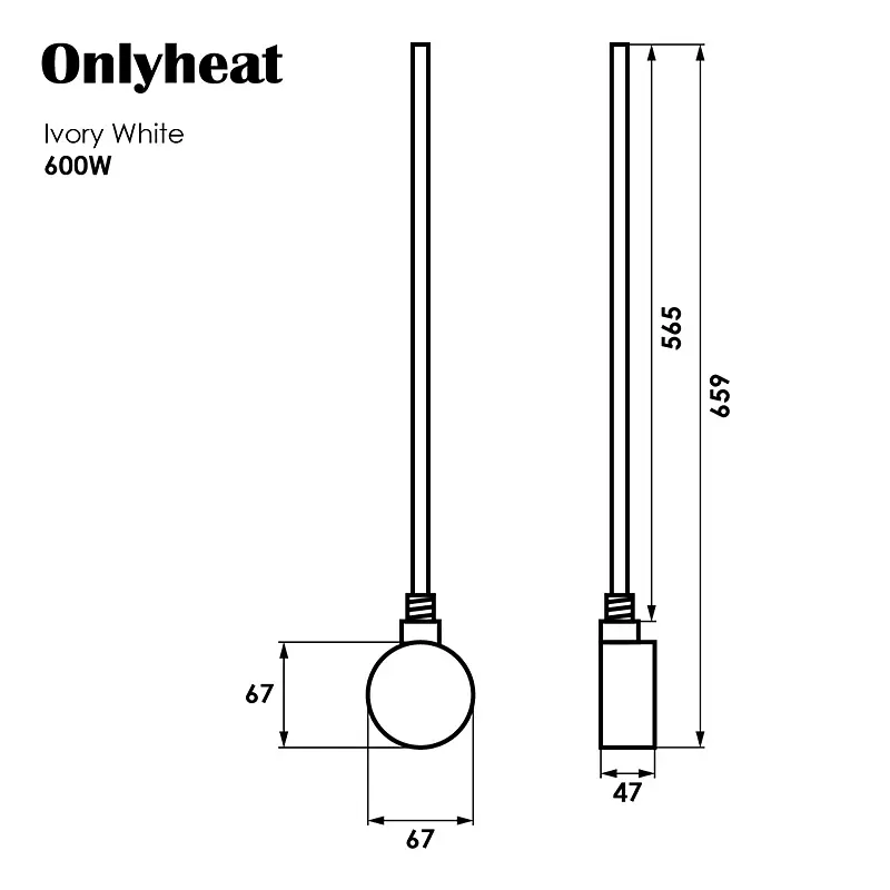 ТЕН для рушникосушки OnlyHeat Ivory White 0,6 кВт, Білий - фото 5
