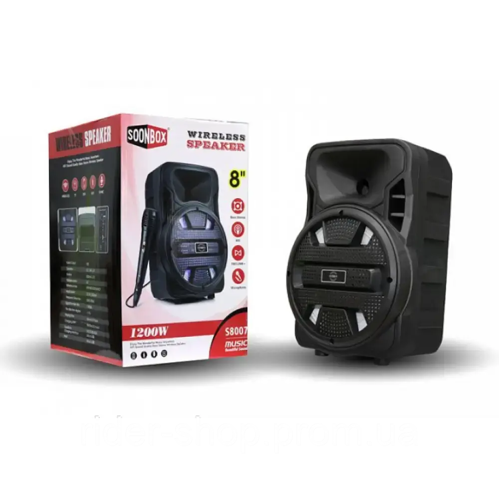 Музична Колонка Bluetooth S8007 з мікрофоном і LED - фото 3