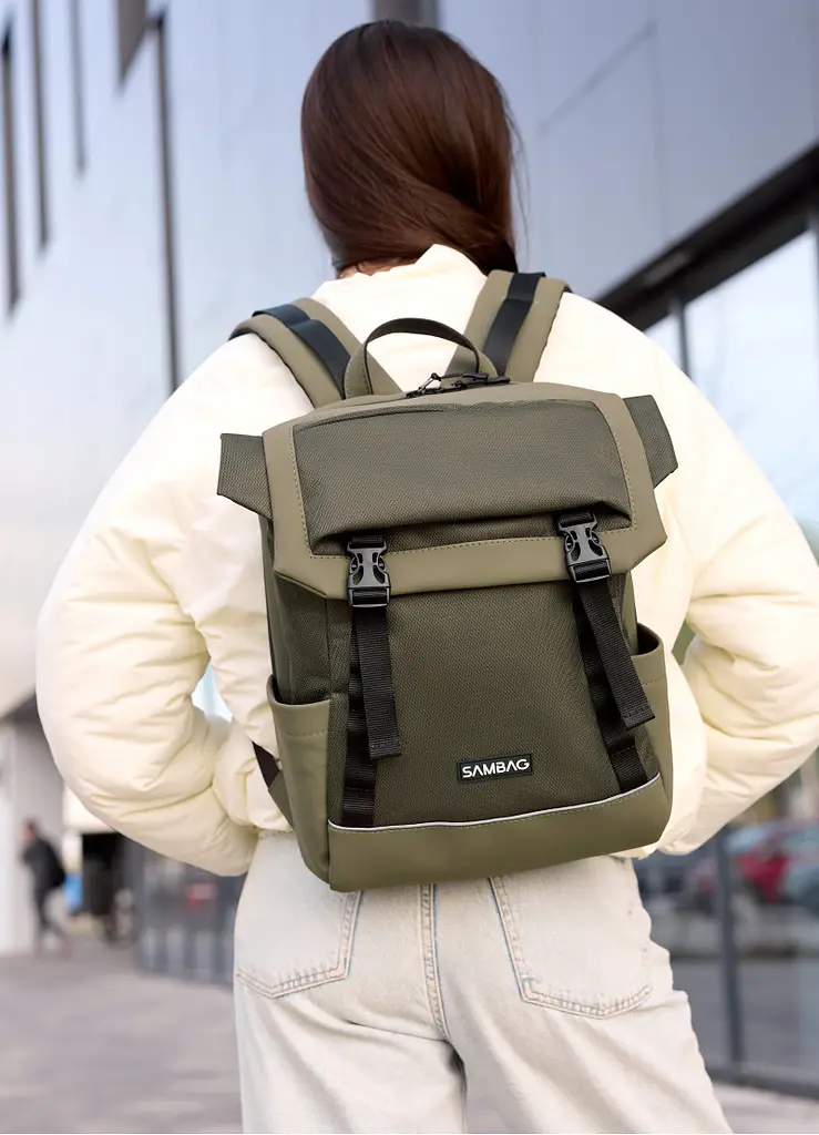 Жіночий рюкзак Sambag Aura хакі 39 х 29 х 13 см (24551119)