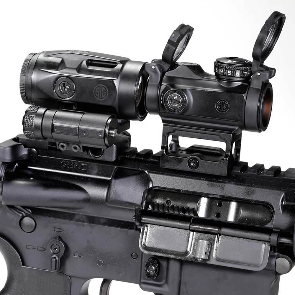 Коліматорний приціл Sig Sauer Romeo-MSR 2MOA red dot зі збільшувачем Juliet3-Micro 1-3X (SORJ72001) - фото 6