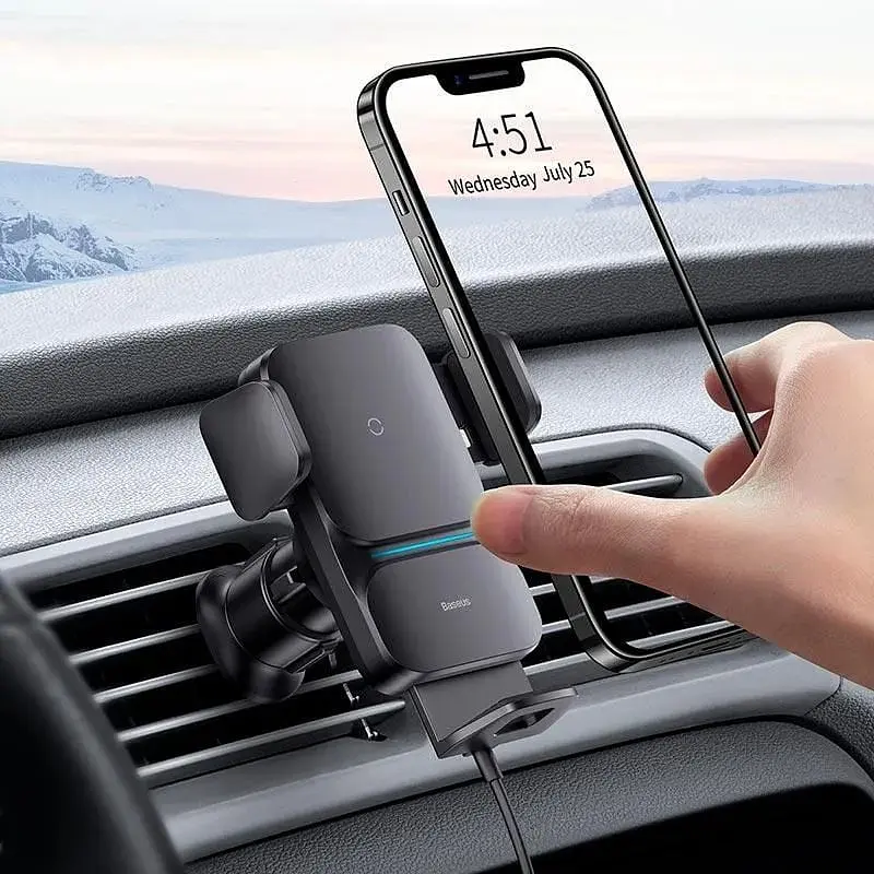 Тримач Baseus Wisdom Auto Alignment Wireless Charger (Air Outlet base) 15W - CGZX000001 - фото 10