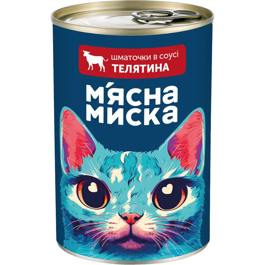 Набір вологого корму для котів М'ясна миска шматочки в соусі з телятиною 8 шт x 415 г - фото 2