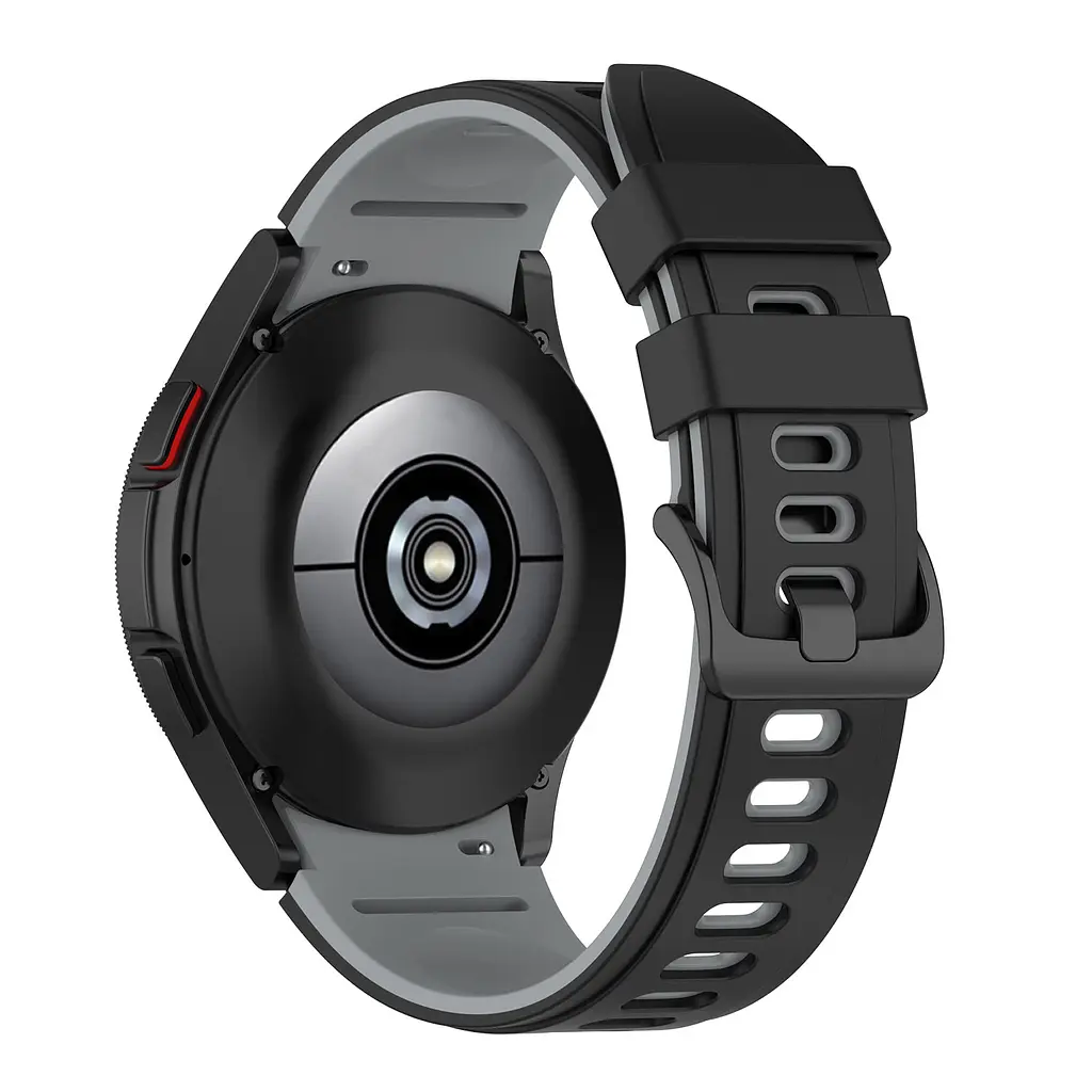 Ремешок для Samsung Galaxy Watch 4 Classic 46mm - черно-серый ширина крепления 20мм силикон Watchbands Ricco (W19-5WB87751991) - фото 2