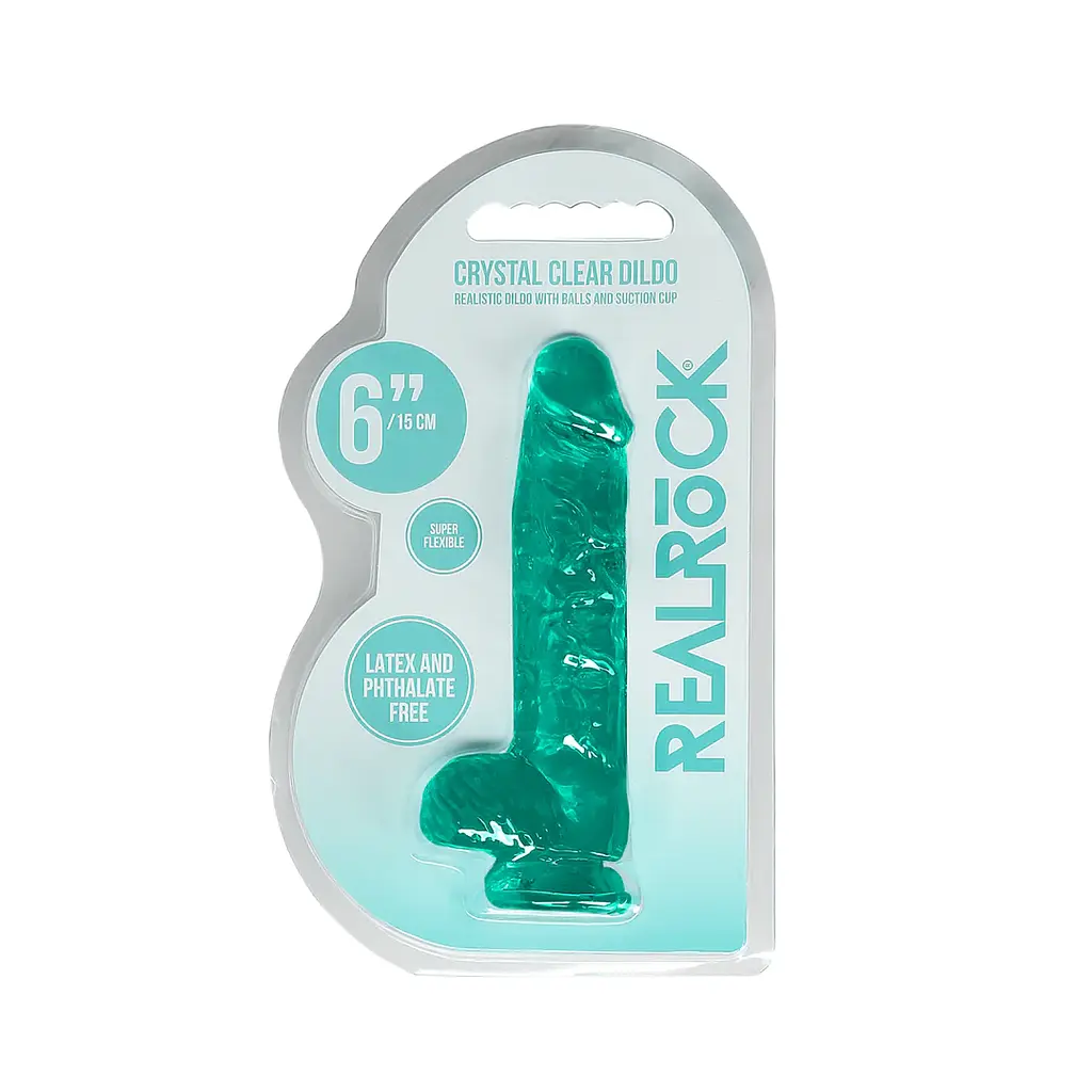 Фалоімітатор Realrock Dildo бірюзовий з мошонкою