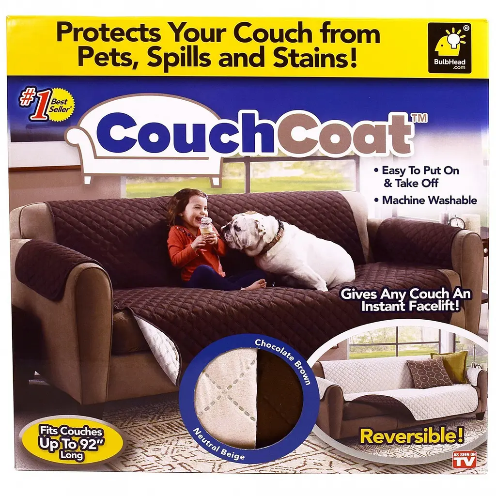 Покрывало на диван (170х135 см) двустороннее Couch Coat, Коричневый, накидка на мебель (ST) - фото 7