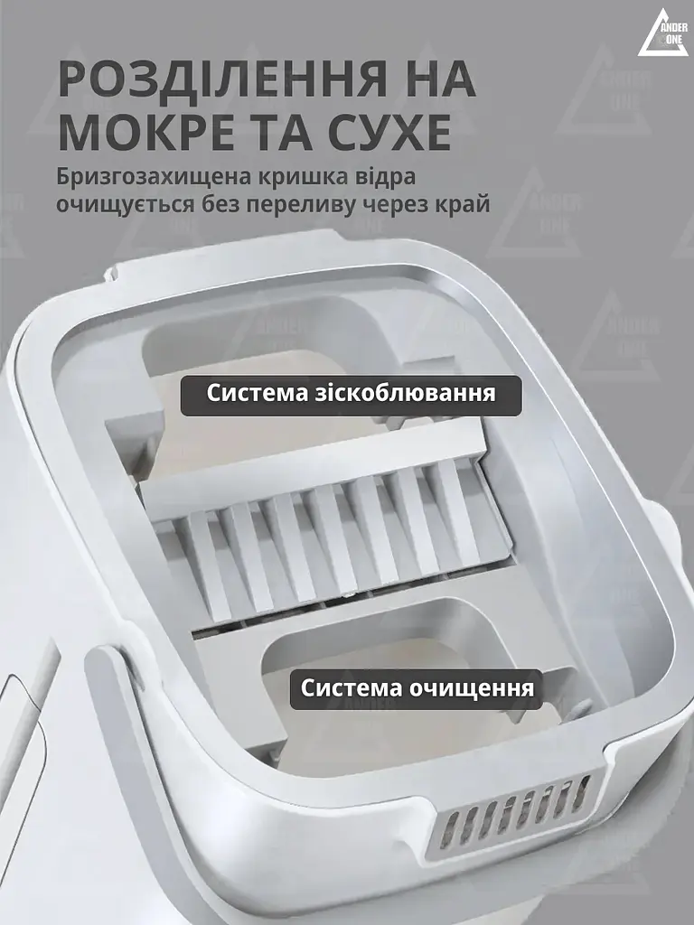 Комплект для домашнього прибирання легка швабра лентяйка, що обертається на 360°, зі складною ручкою та відром для віджимання 6л - фото 4