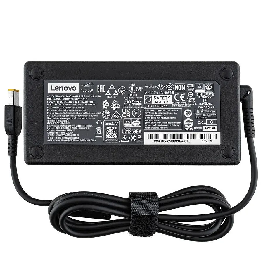 Блок живлення для ноутбука LENOVO 20V 8.5A 170W USB+pin (Square 5 Pin DC Plug) чорний RECTANGULAR - фото 2