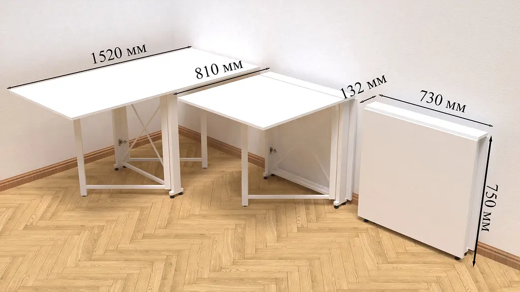 Стол-книга трансформер Орион 2 Ferrum-decor 750x1520x730 Белый металл ДСП Белое 16 мм (FRD-104590) - фото 6