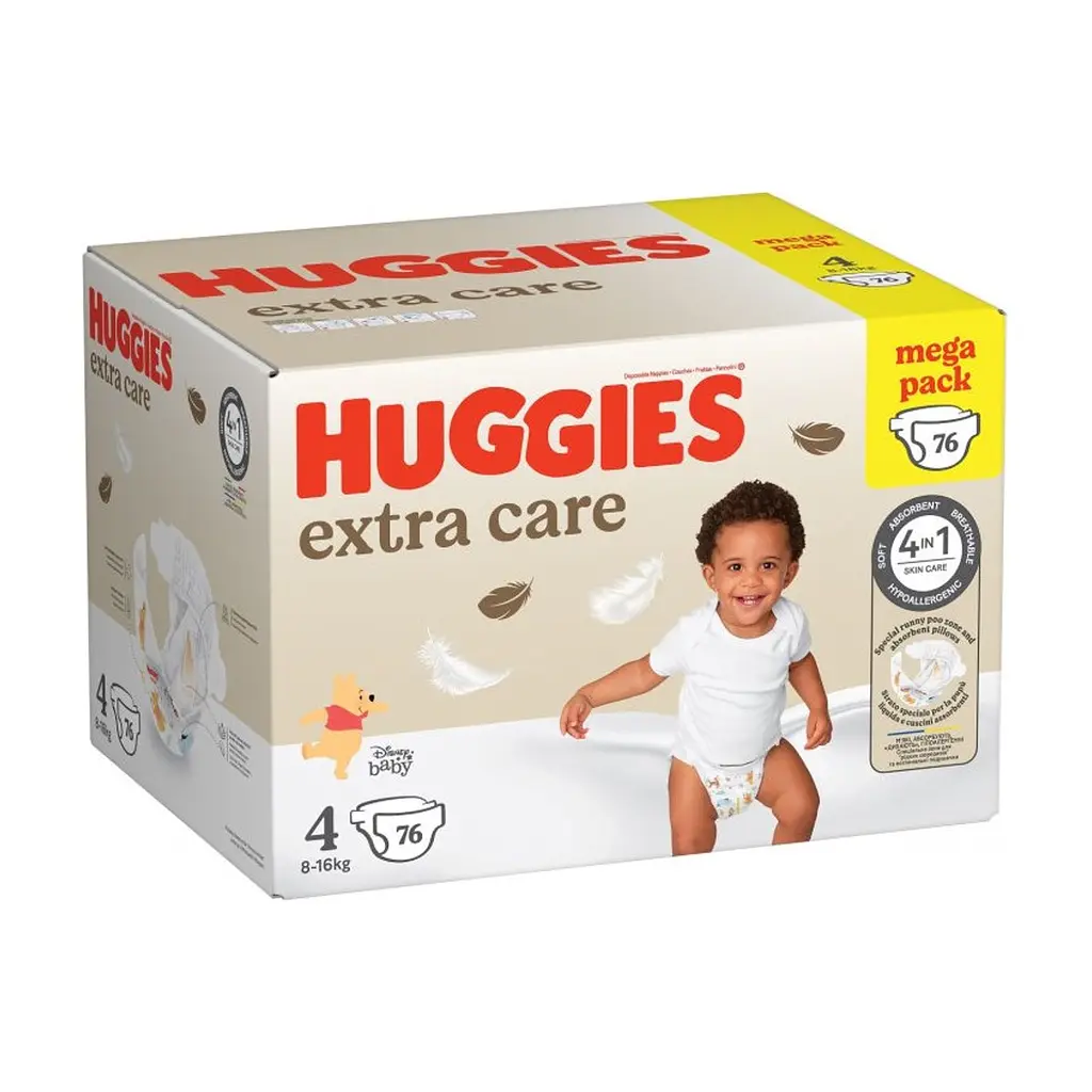 Підгузки Huggies Extra Care Size Розмір 4 (8-16 кг) 76 шт (5029053583167) - фото 3
