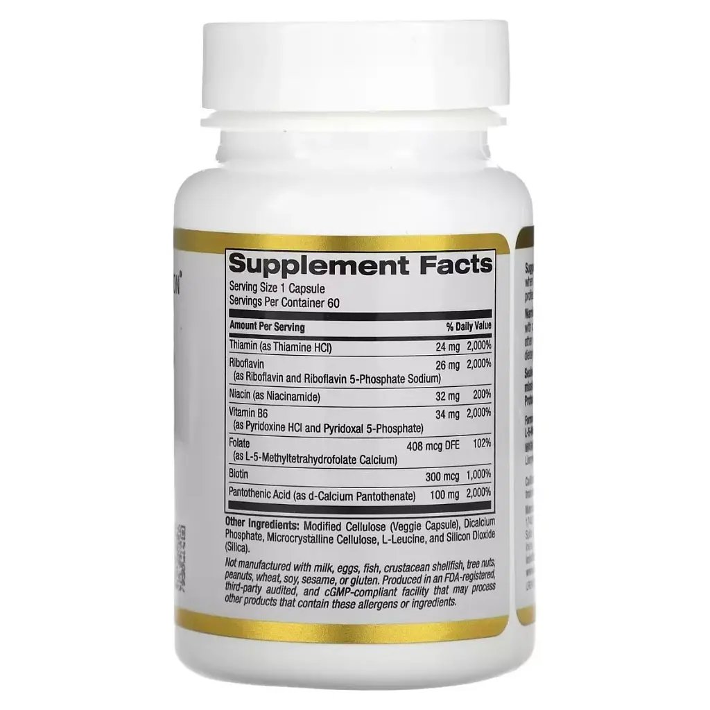 Комплекс вітамінів групи В California Gold Nutrition Vitamin B Complex 60 вегетаріанських капсул - фото 2