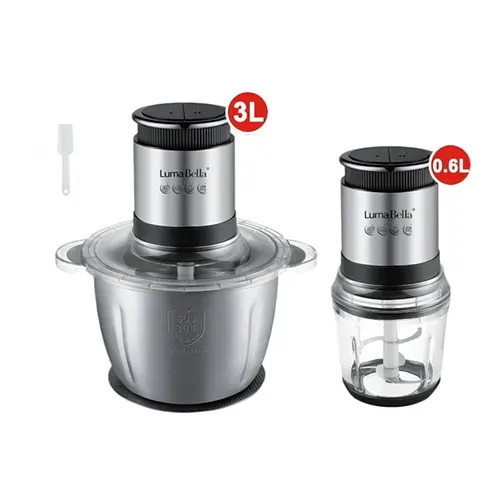 Электрический кухонный измельчитель-блендер Luma Bella LB-56014 с двумя чашами 3 л и 0,6 л для мяса и овощей 1000 Вт. - фото 4