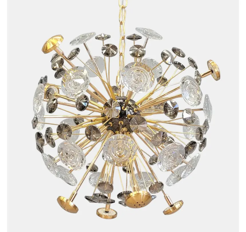 Дизайнерська підвісна люстра Artlight 24402-400GD+BK золотисто-чорна на 8 ламп G4 з прозорим та графітовим склом - фото 4