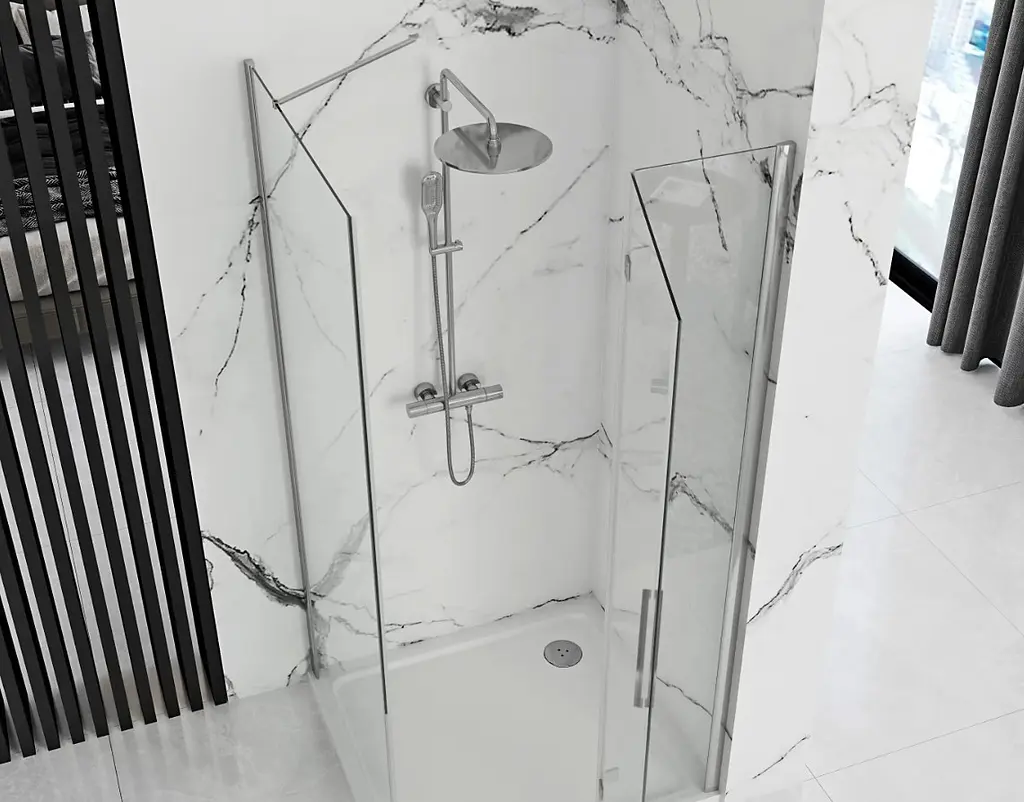Душова кабіна Rea Molier 90x100 chrome REA-K8535 + REA-K6371, Хром, Універсальна, прозорий, хром - фото 2