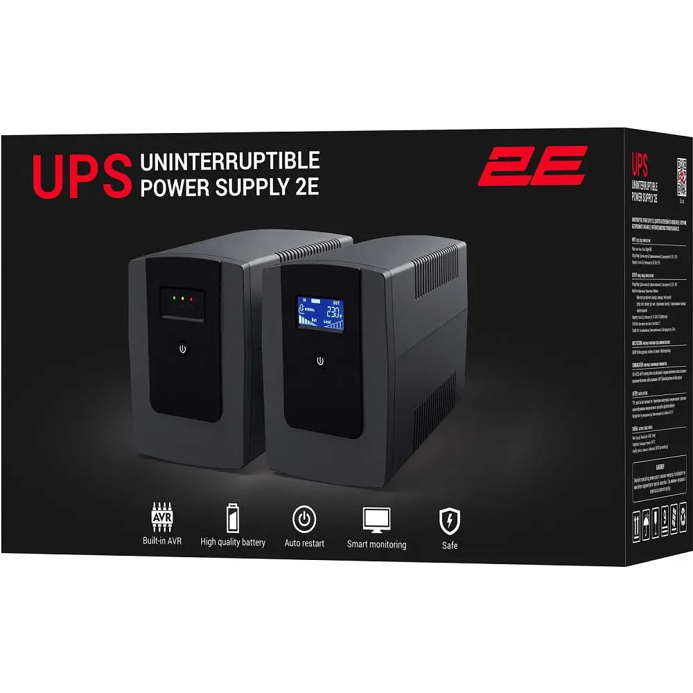 Лінійно-інтерактивний ДБЖ 2E DD1500, 1500VA/900W, LCD, USB, 3xSchuko (2E-DD1500) - фото 4