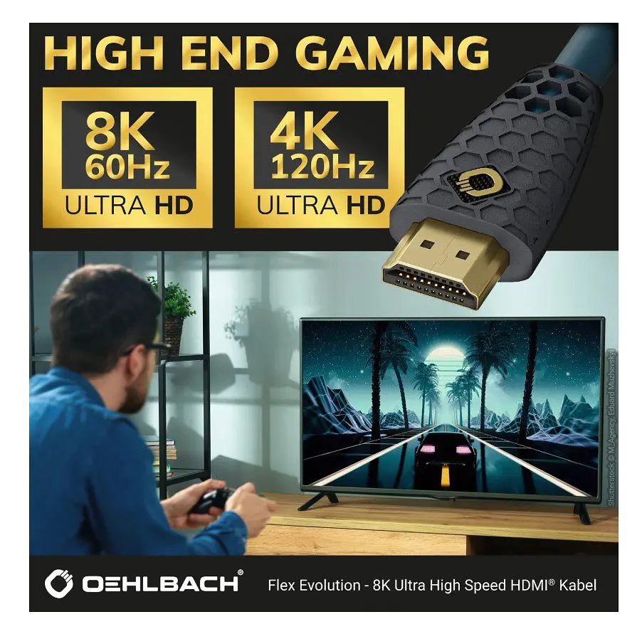 Кабель HDMI Oehlbach Flex Evolution Ultra High-Speed v2.1 8K 48Gbit HDR Ethernet ARC 2м Anthracite - фото 7