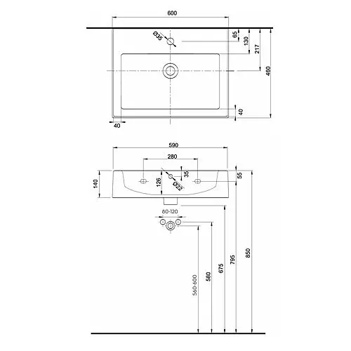 Раковина Kolo Twins 60x46 L51160000, Білий - фото 3