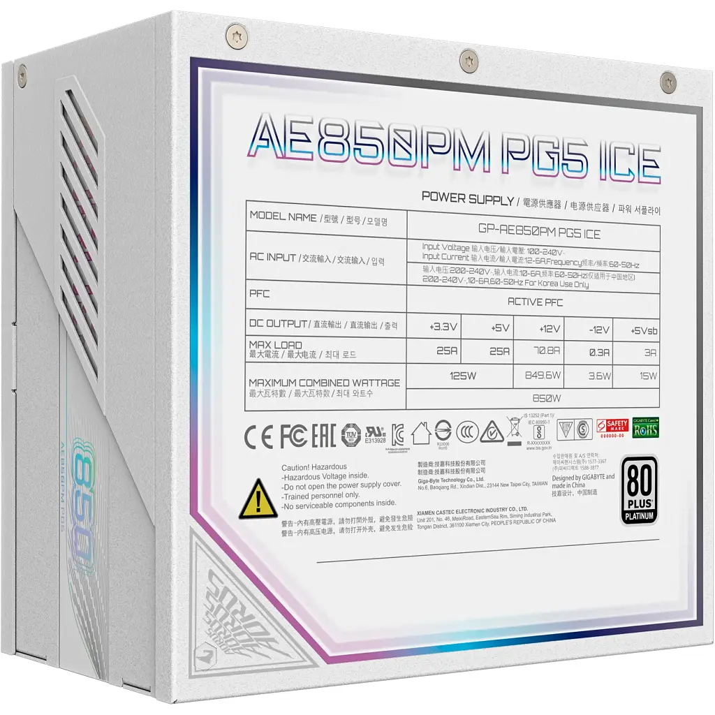 Блок живлення GIGABYTE 850W (GP-AE850PM PG5 ICE) - фото 3