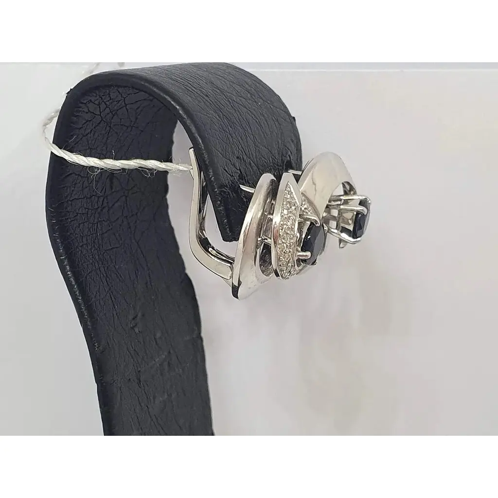 Золоті сережки Агні з діамантами і сапфірами. Артикул 22231 - фото 2