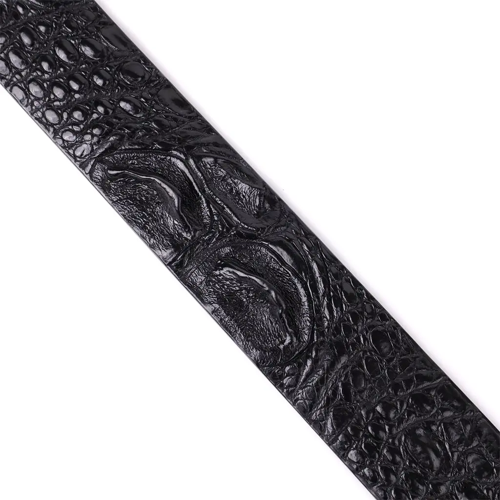 Ремінь-автомат з натуральної шкіри крокодила чорний CROCODILE LEATHER 18239 100 см - фото 10