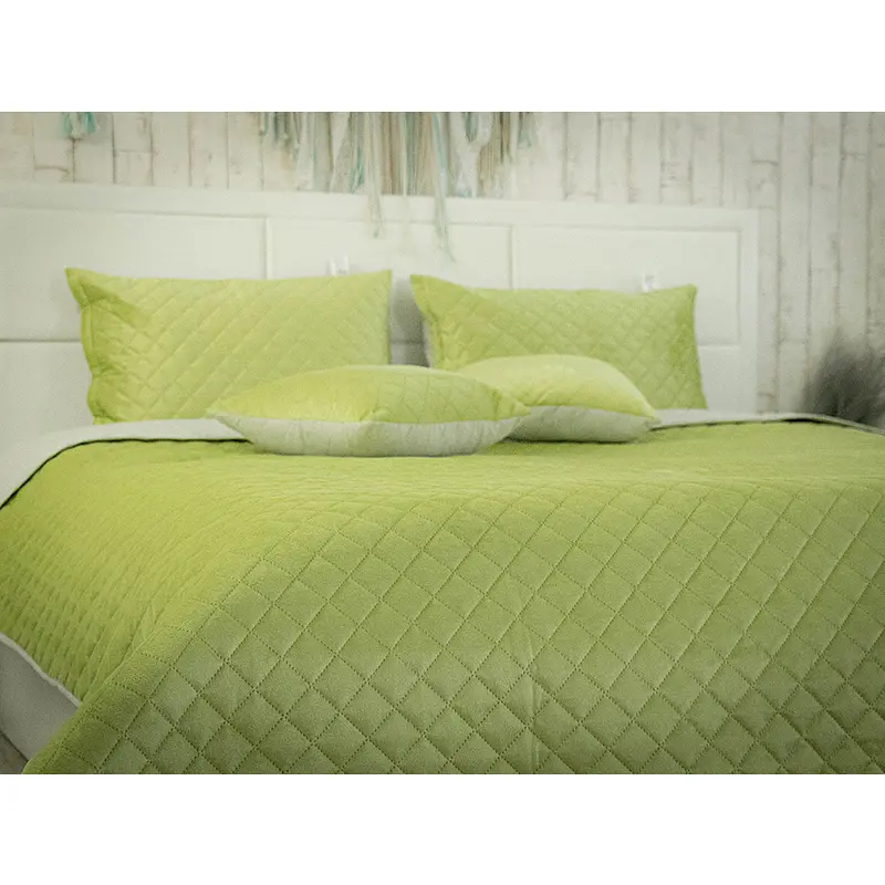 Покривало 180х220 VeLour Olive Green ромб (340.55_Olive Green ромб) - фото 5