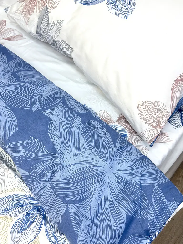 Комплект постільної білизни Ecotton двоспальний Сімейний 150х215 см двосторонній білий \ синій (21003АВ) (23365) - фото 4