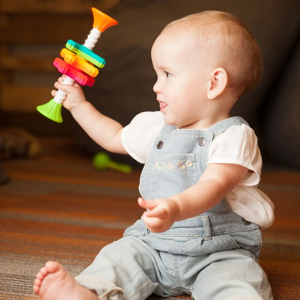 Пірамідка-спінер Fat Brain Toys MiniSpinny тактильна (F134ML) - фото 4