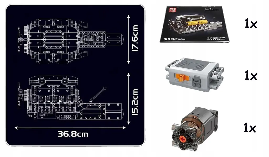 Конструктор двигун Mould King Lambo V12 моторизований для дітей та дорослих мотор 1260 деталей - фото 4