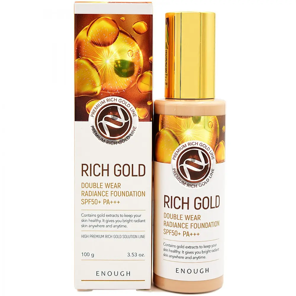 Тональний крем для обличчя Enough Rich Gold Double Wear Radiance Foundation Золото SPF50+ PA+++ відтінок 21, 100 мл - фото 3