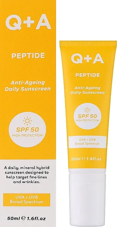 Антивіковий сонцезахисний крем для обличчя Q+A Peptide Anti-Ageing Daily Sunscreen SPF 50 50 мл - фото 2