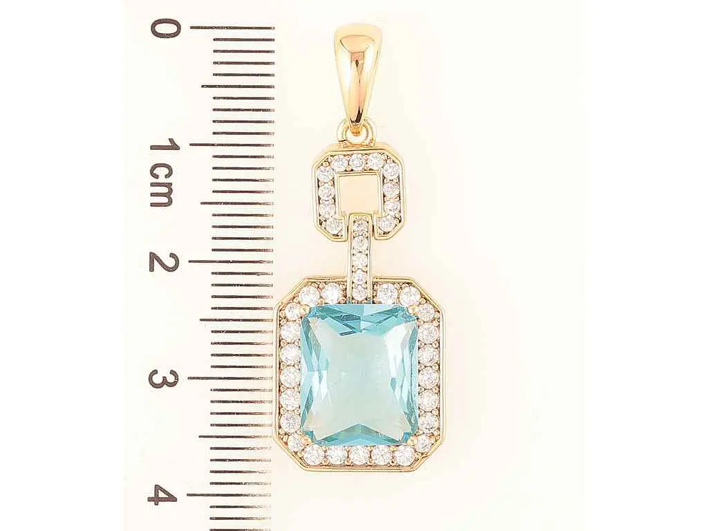 Кулон XUPING Позолота 18K «Фігурна підвіска з блакитним фіанітом і цирконієм» для ланцюжка до 6мм (262216) - фото 2