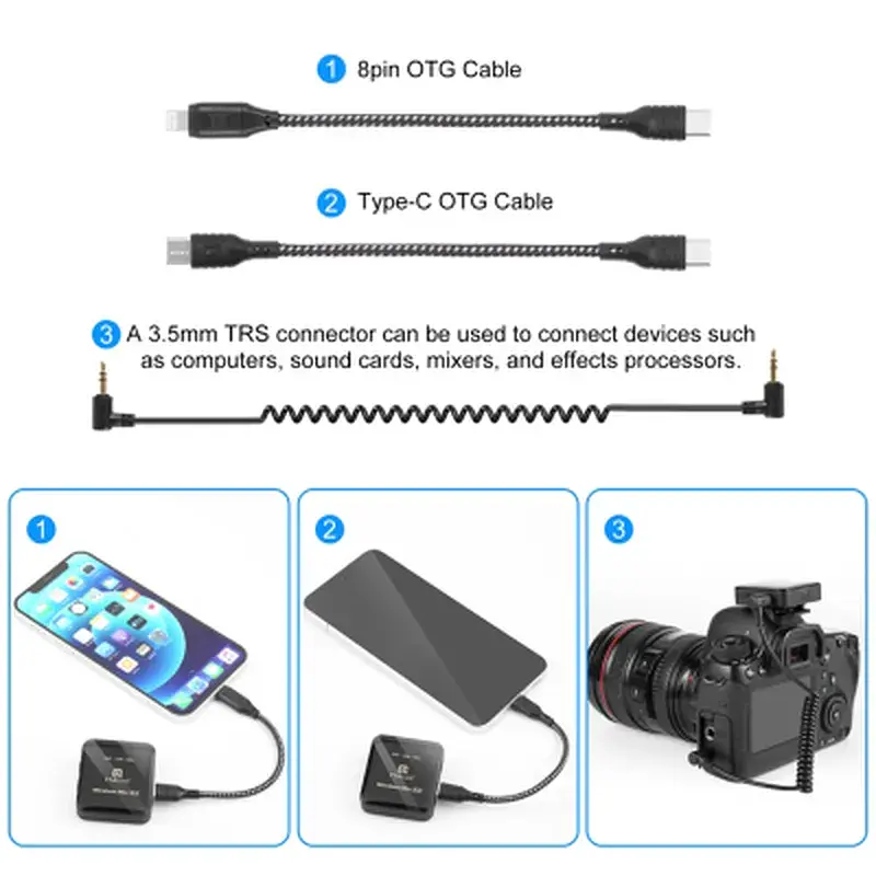 Мікрофон Puluz PULUZ 2 TX + 1 RX Wireless black (PU3154B) - фото 2