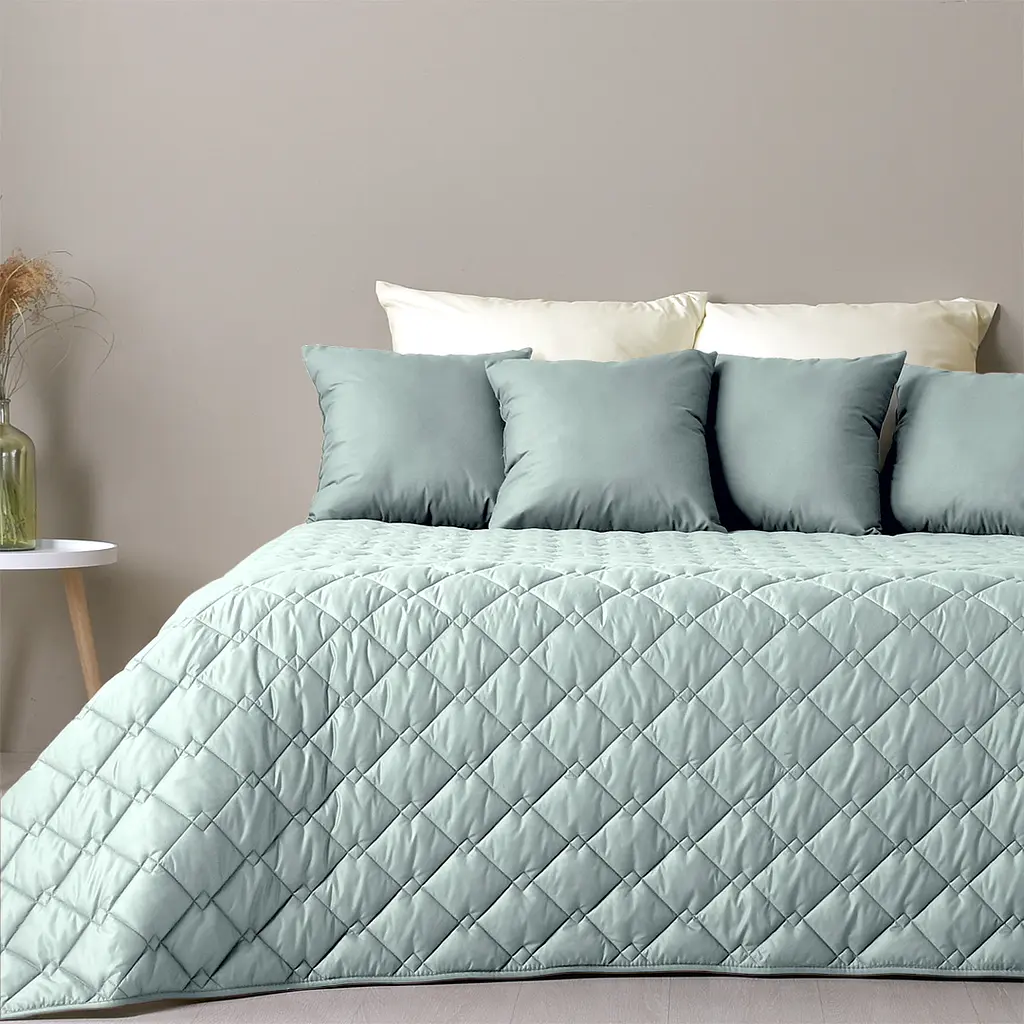 Двостороннє покривало Ideia Стиль Cube м'ята та світло-сірий 240 х 210 см (8-32405) - фото 6