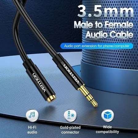 Кабель аудио Vention 3.5 mm удлинитель 0.5 м Black (BBZBD) - фото 4