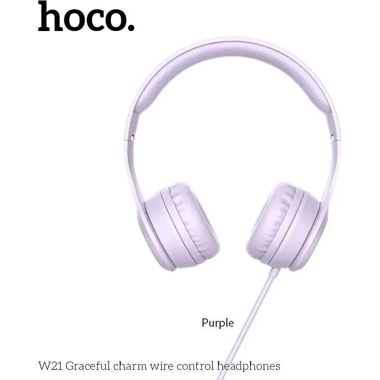 Наушники-гарнитура Hoco with mic Graceful Charm W21 сиреневая - фото 5
