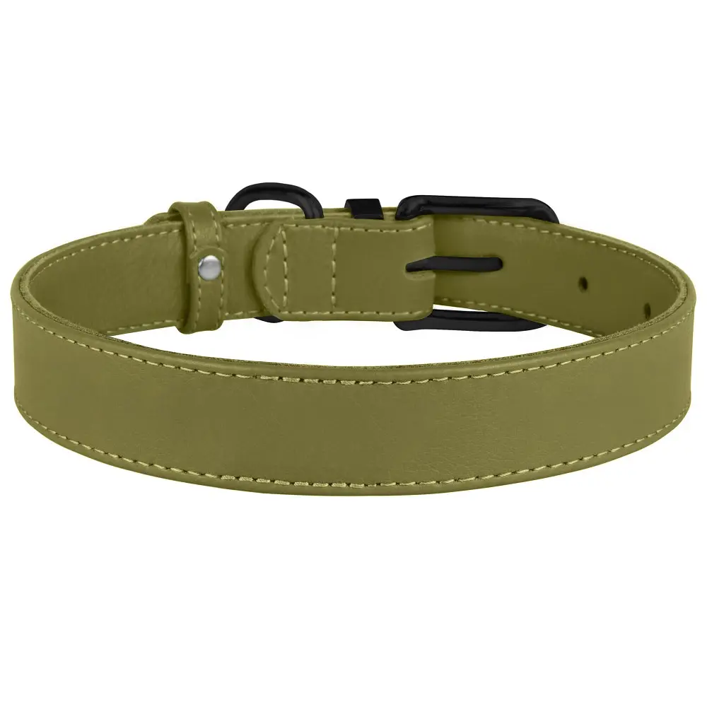 Нашийник для собак BronzeDog Premium шкіряний оливковий 2.5х30-39 см 42045/T - фото 2