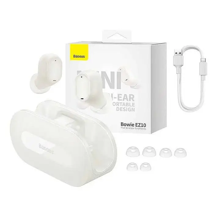 Бездротові навушники Baseus Bowie EZ10 True Wireless Earphones, Low Latency, Baseus Rapid Charge, BT5.3, 40mAh, 300mAh, 5h, White A00054300226-Z1 - фото 6