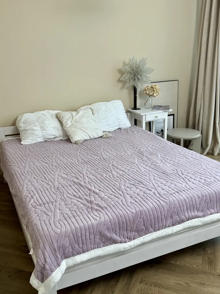 Плед Dushka на еко-овчині Home 21531 200х230 см ліловий - фото 2