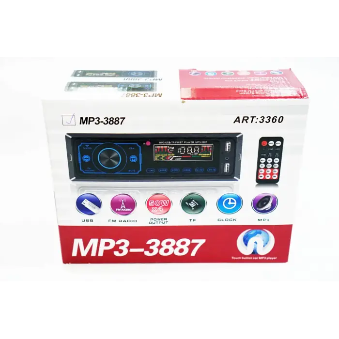 Автомагнітола, магнітола з пультом та сенсорним дисплеєм 3887 ISO+FM+USB+SD+AUX+Bluetooth 4x50W 1Din - фото 6