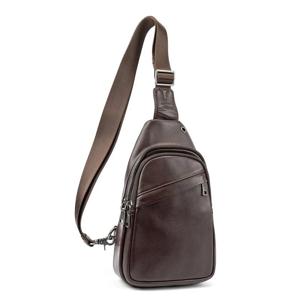 Сумка-слінг чоловіча шкіряна Tiding Bag 8010C шоколад - фото 6