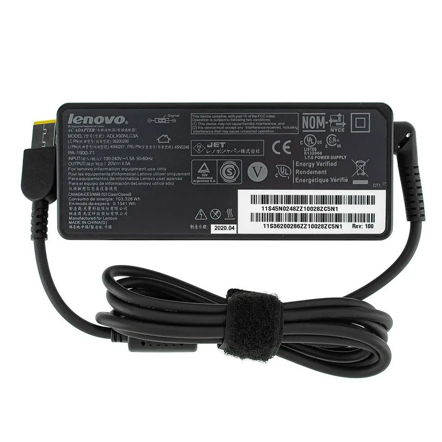 Блок живлення для ноутбука Lenovo 20V 4.5A 90W USB+pin (Square 5 Pin DC Plug) чорний (ADLX90NLC3A) (без кабеля!) - фото 2