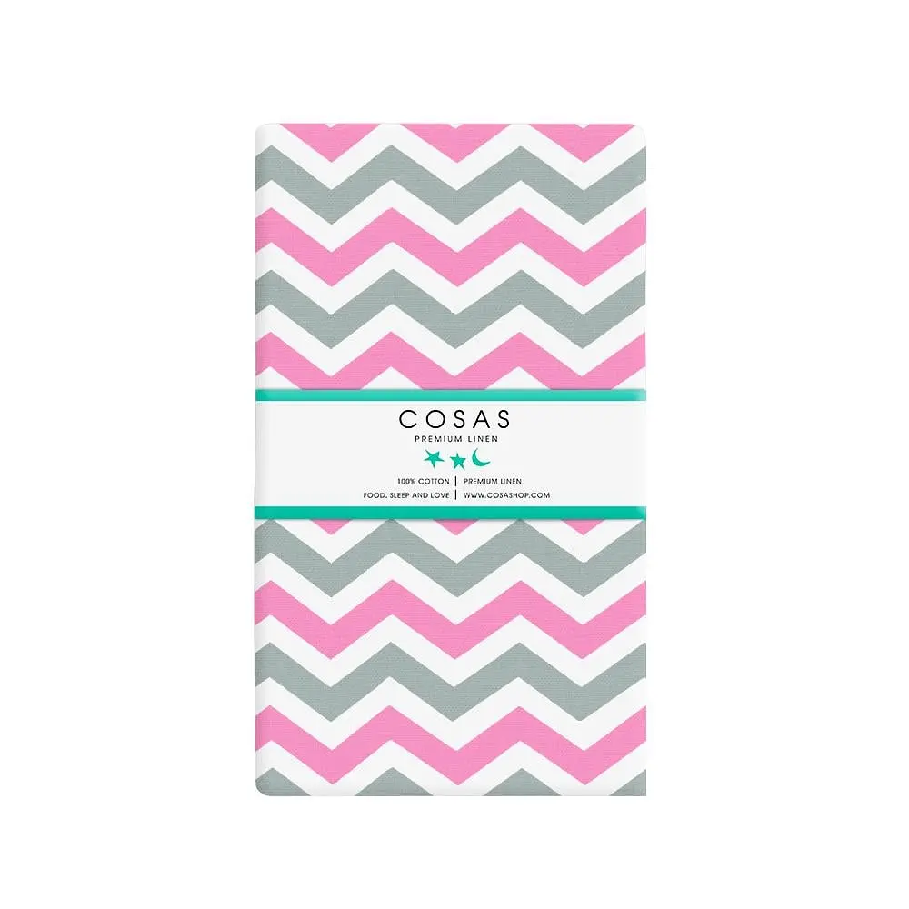 Простирадло Cosas на резинці в дитяче ліжечко 60х120 g&r zigzag, рожевий (ZigCreyRose_120) - фото 2