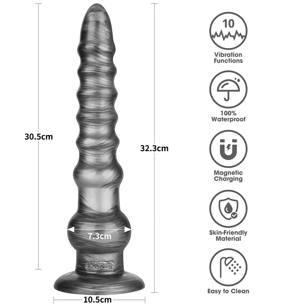 Вибратор King Sized Vibrating Vibrax Slider 12.5" 32.3 см серый - фото 8