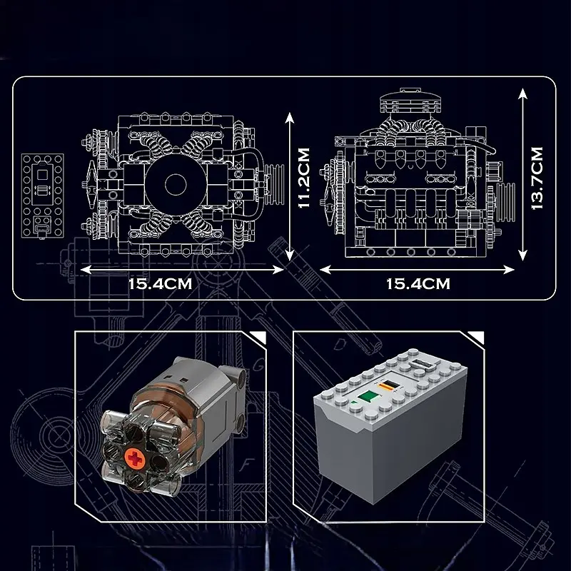 Конструктор двигун Mould King V8 Chevrolet Chevy LSX454 моторозований дитячий мотор шевроле 487 деталей - фото 7
