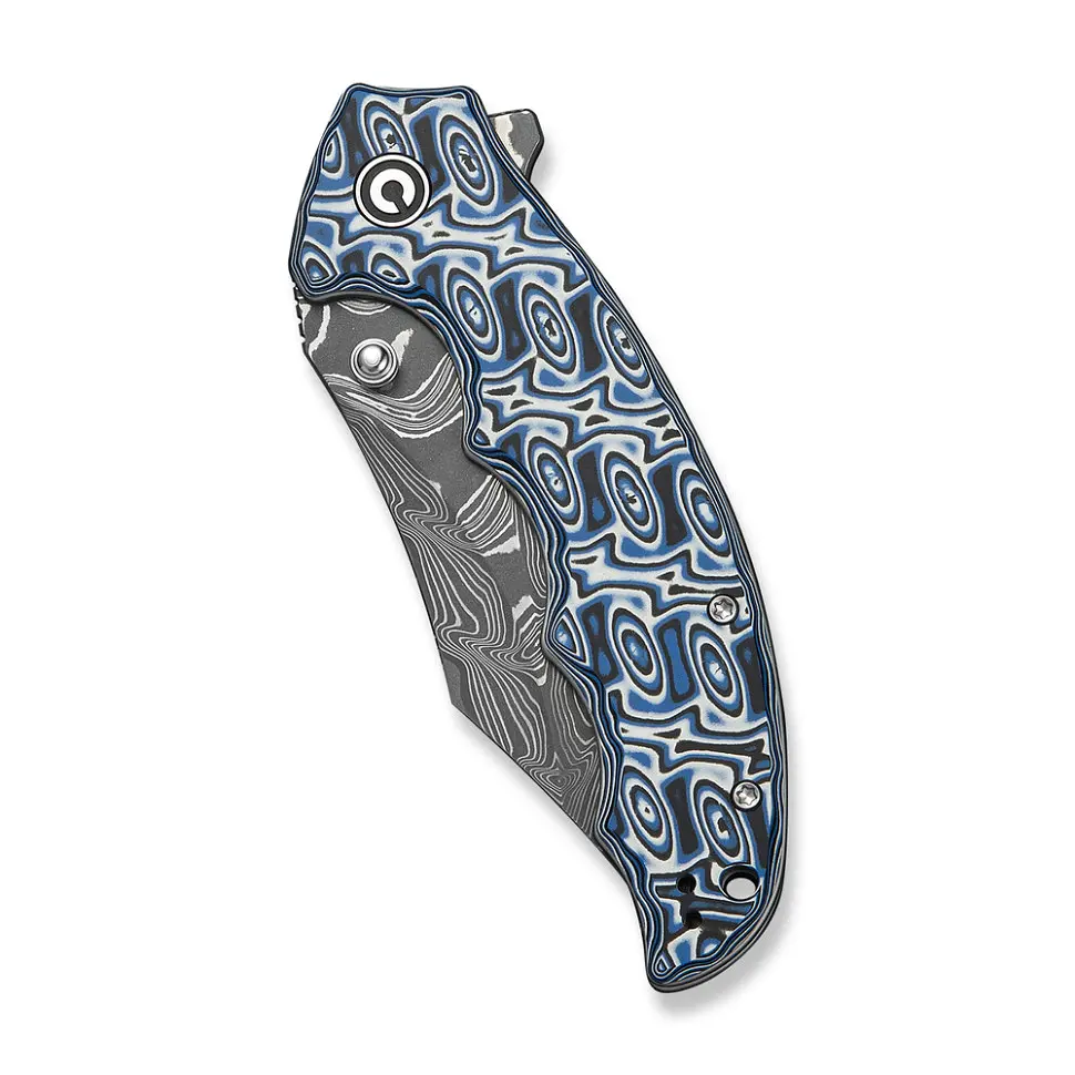 Ніж складаний туристичний Civivi Pentad (8.8 см) Damascus / Micarta синій/білий - фото 4