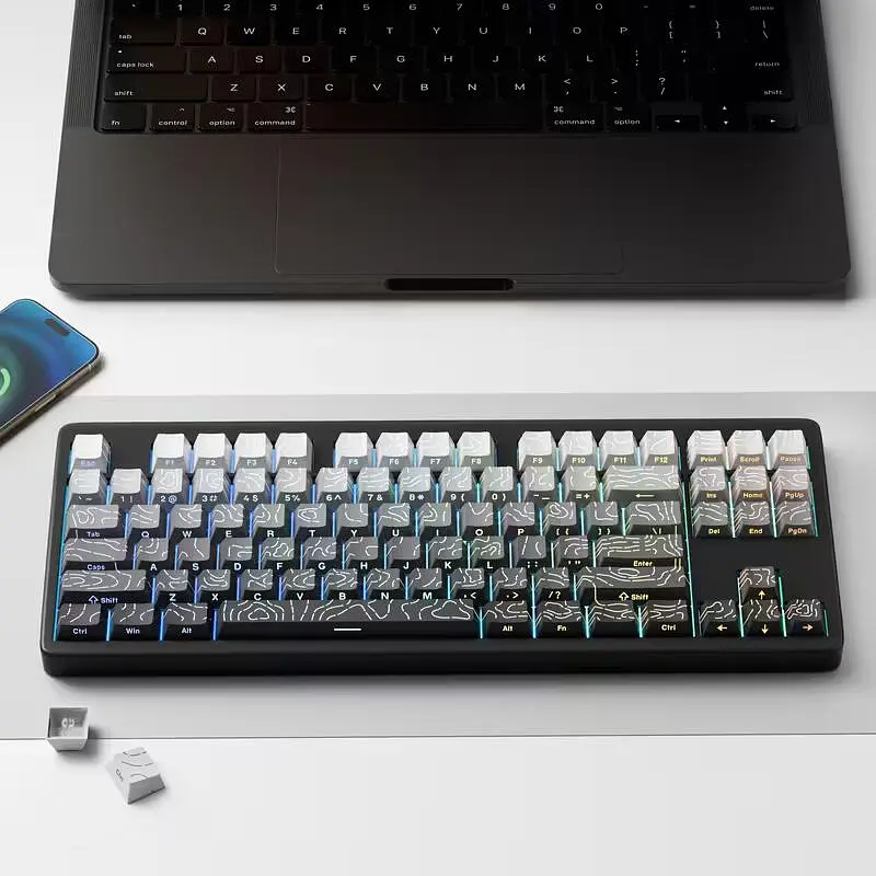 Набір кейкапів Black–White Gradient PBT , Чорний з лініями - фото 5