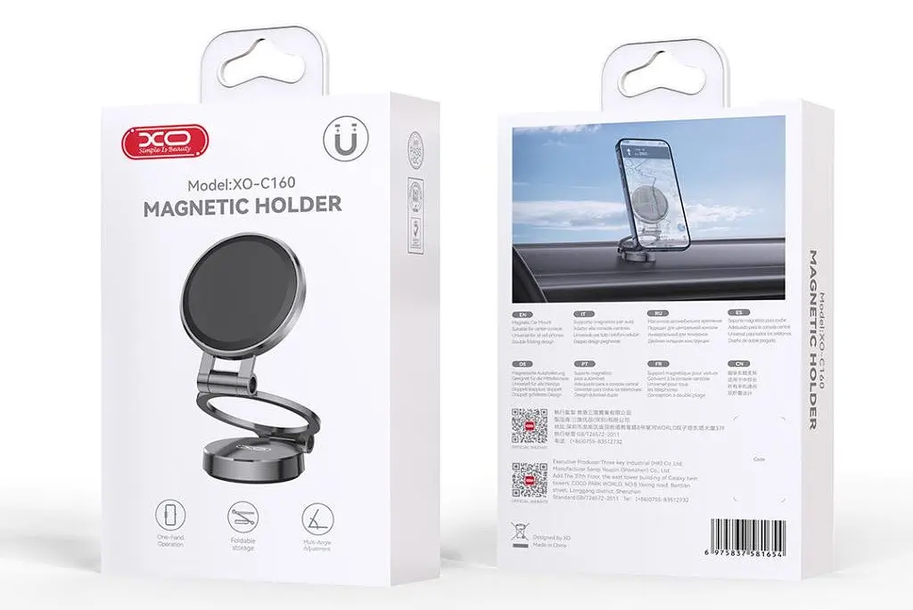 Автодержатель XO C160 Universal Magnetic Tri-Fold Phone Holder черный (7109737) - фото 5