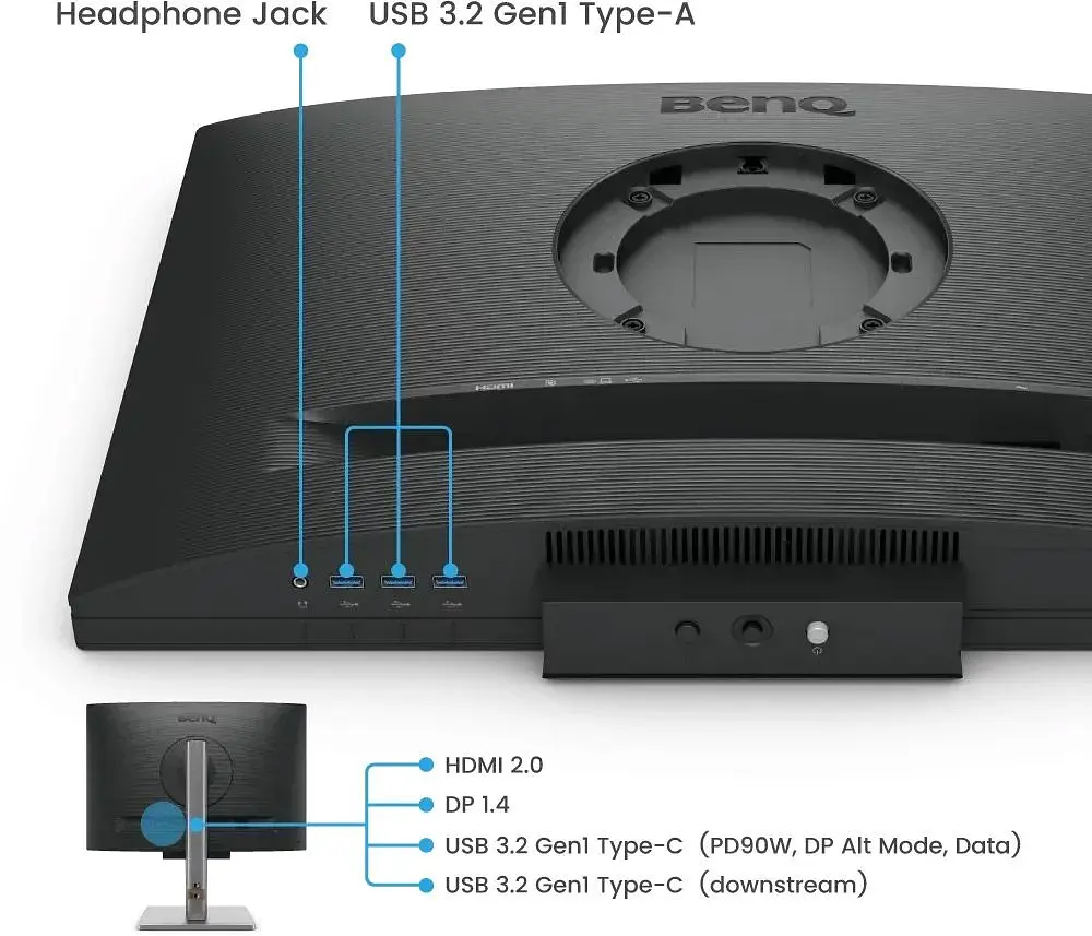 Монитор TFT 24.1" BenQ RD240Q, WQXGA, 16:10, USB-C, HDMI, DP, HAS, Pivot, колонки, темно-серый (9H.LLXLA.TBE) - фото 2