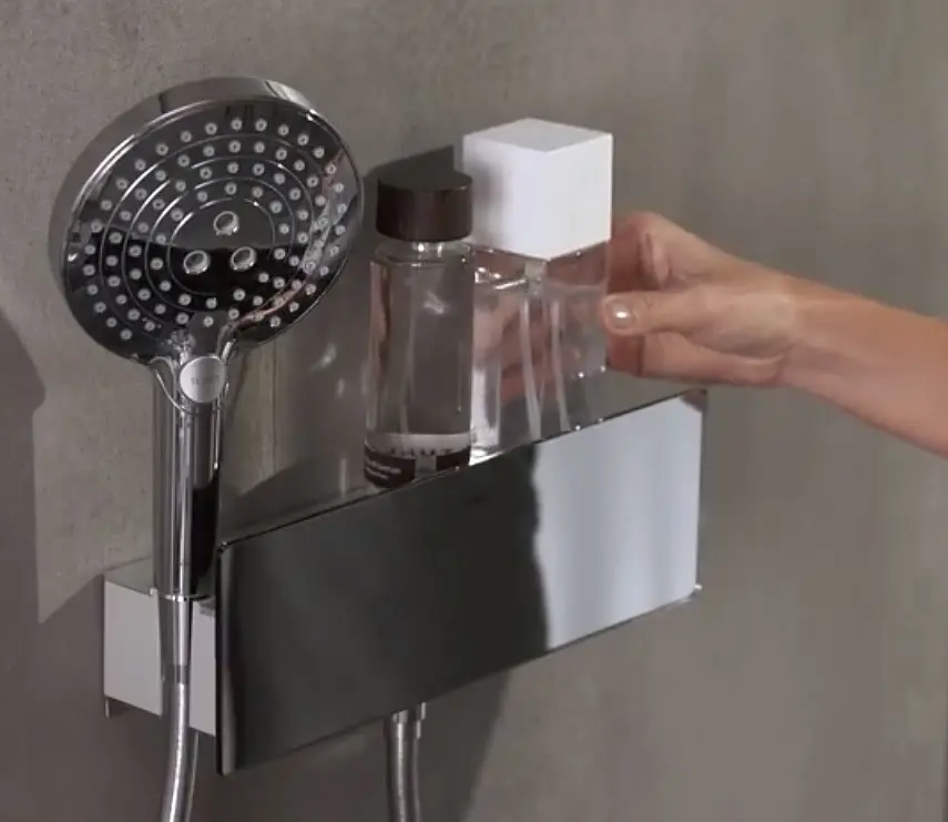 Шлангове під'єднання Hansgrohe Fixfit Porter 300 з тримачем та поличкою біле хромоване 26456400, Хром - фото 3