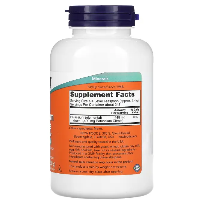 Калій Potassium Citrate Pure Powder 340 g NOW vit0005805 - фото 2