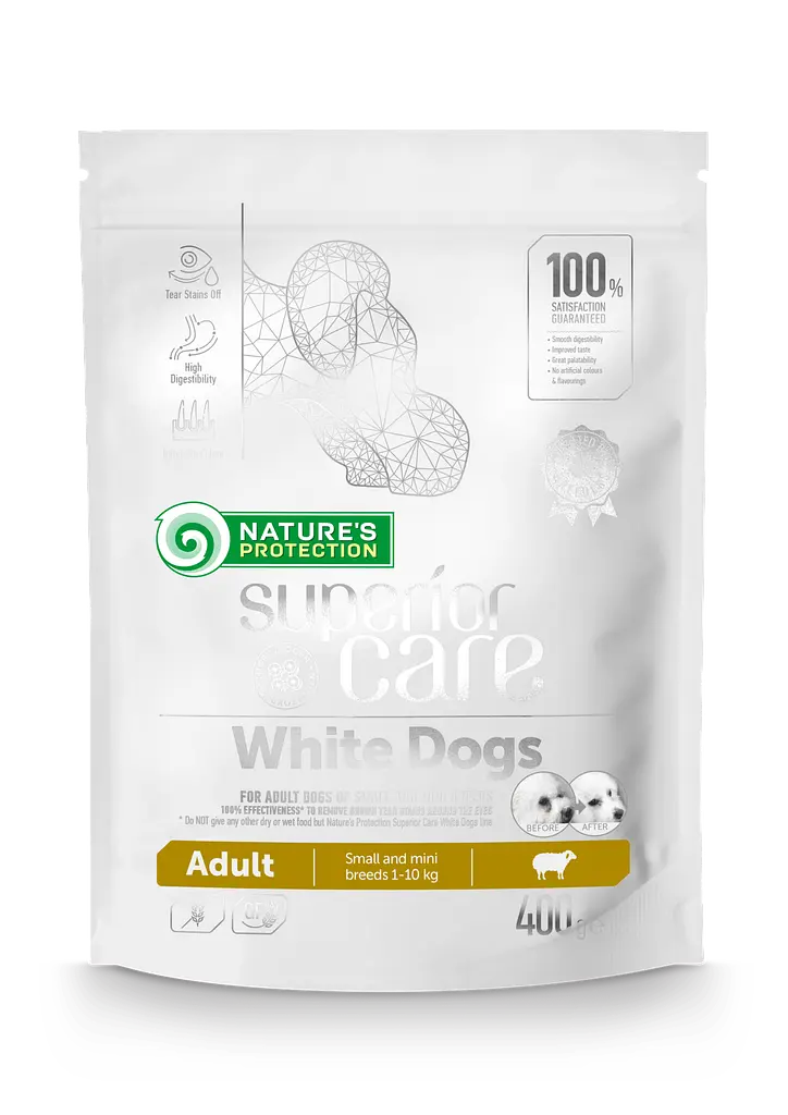 Сухий корм для собак малих порід з білим забарвленням шерсті Nature's Protection SC White Dogs Adult Small and Mini, 400г
